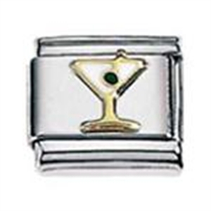 Zoppini - 9mm - diversen martini glas

staal met 18krt. goud
model   : martini glas wit emaille
hoogte : 9mm
     